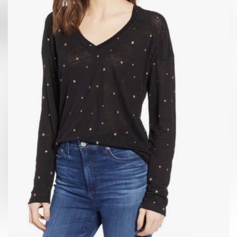 RAILS Sami Tee In Black Gold Foil Star Size Medium